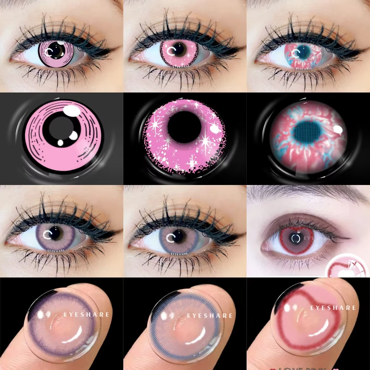 EYESHARE lentilles roses 1 paire