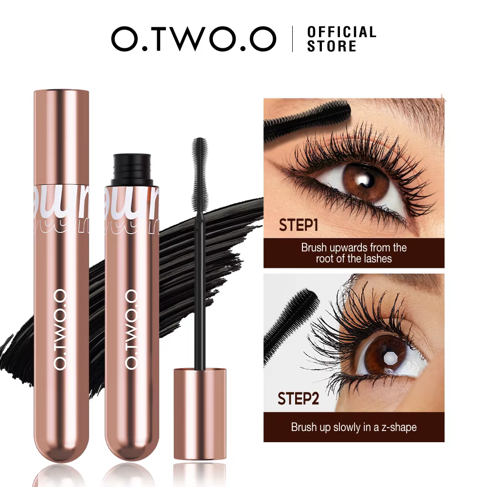 O.TWO.O Mascara imperméable à l'eau 4D soie fibres bouclage Volume cils épais allongement nourrir Extension