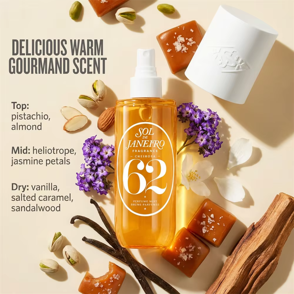 Sol De Janeiro 62 48 68 87 40 76 71 59 Brume parfumée à la fragrance longue durée 90ml Prête à voyager Parfum unisexe