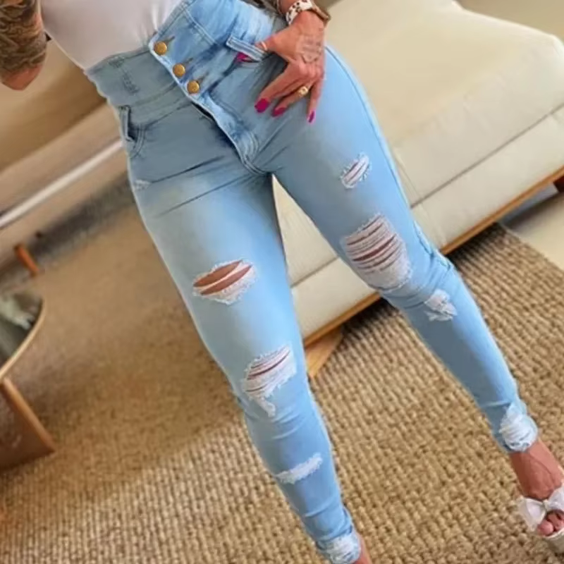 Pantalon crayon jean femme pantalon crayon moulant taille haute décontractée pantalon Long gaine Denim pantalon cravate Y2k pantalon printemps 2024