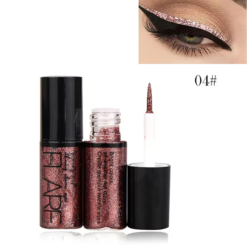 Professionnel nouveau brillant Eye Liners cosmétiques pour femmes Pigment argent Rose or couleur liquide paillettes Eyeliner maquillage beauté