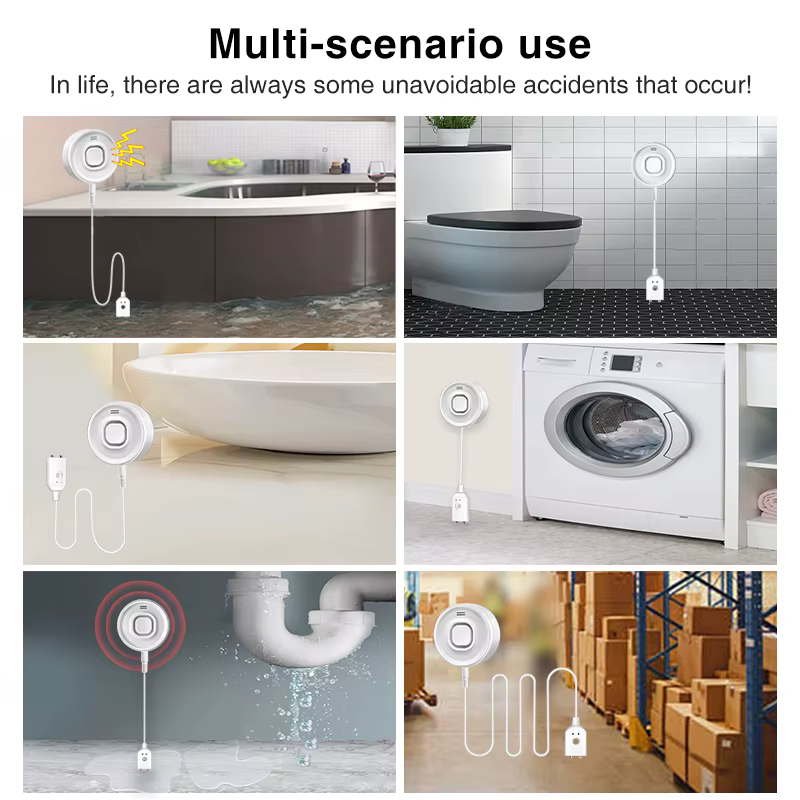 Détecteur d'alarme de fuite d'eau, capteur d'eau à alerte forte de 100dB, étanche IP55, Installation facile pour l'inondation du sous-sol domestique, pas intelligent