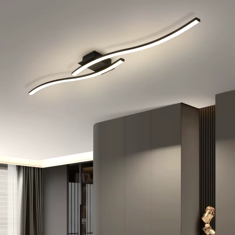 Plafonnier minimaliste moderne en aluminium noir plafonnier LED luminaire économie pour salon chambre maison intérieure