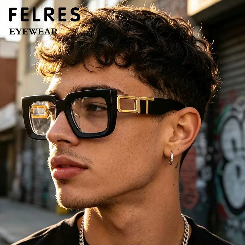 Lunettes de myopie de luxe carrées anti-lumière bleue pour femmes et hommes, monture épaisse, optiques, personnalisables avec dioptrie négative