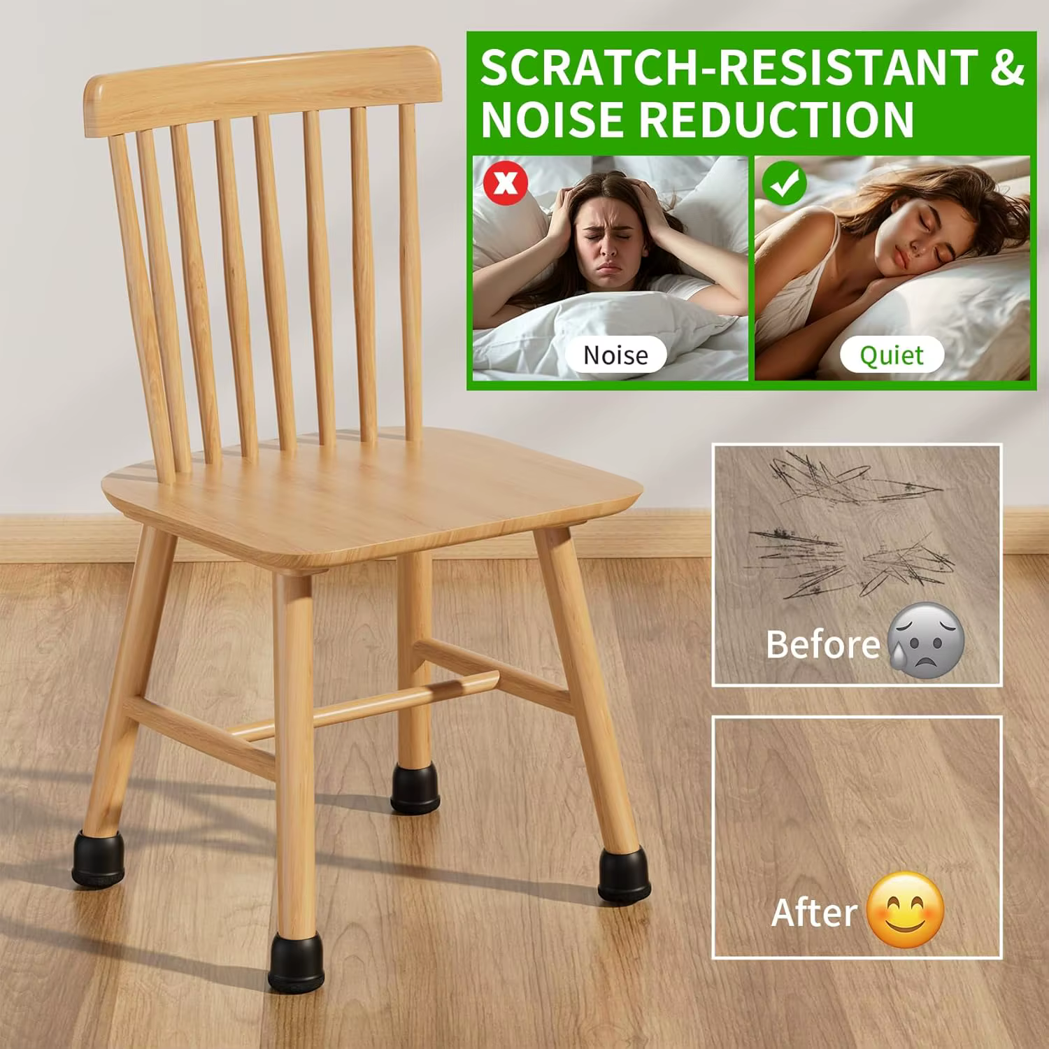 Protecteurs de pieds de chaise ronds noirs, 8 pièces, couvre-pieds antidérapants en Silicone pour sols en bois dur, coussinets pour pieds de meubles pour éviter les rayures