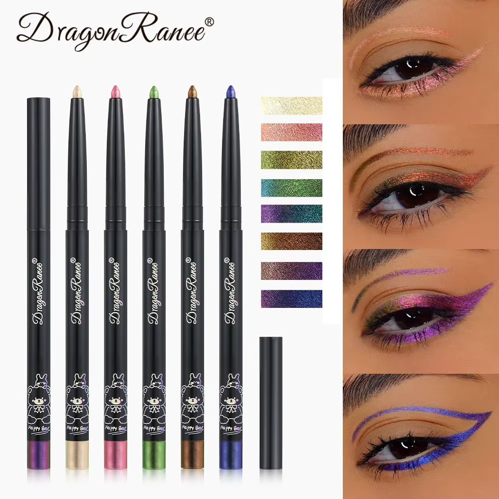 Crayon Eyeliner Nacré Effet Aurore Imperméable Bleu Violet Paillettes Diamantées Fard à Paupières Métallique Chrome Maquillage Yeux Effet Silkworm