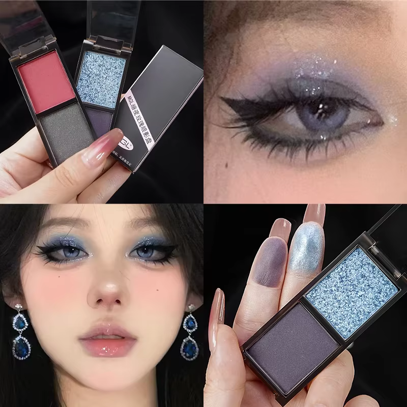 Palette de fards à paupières noirs à paillettes bicolores