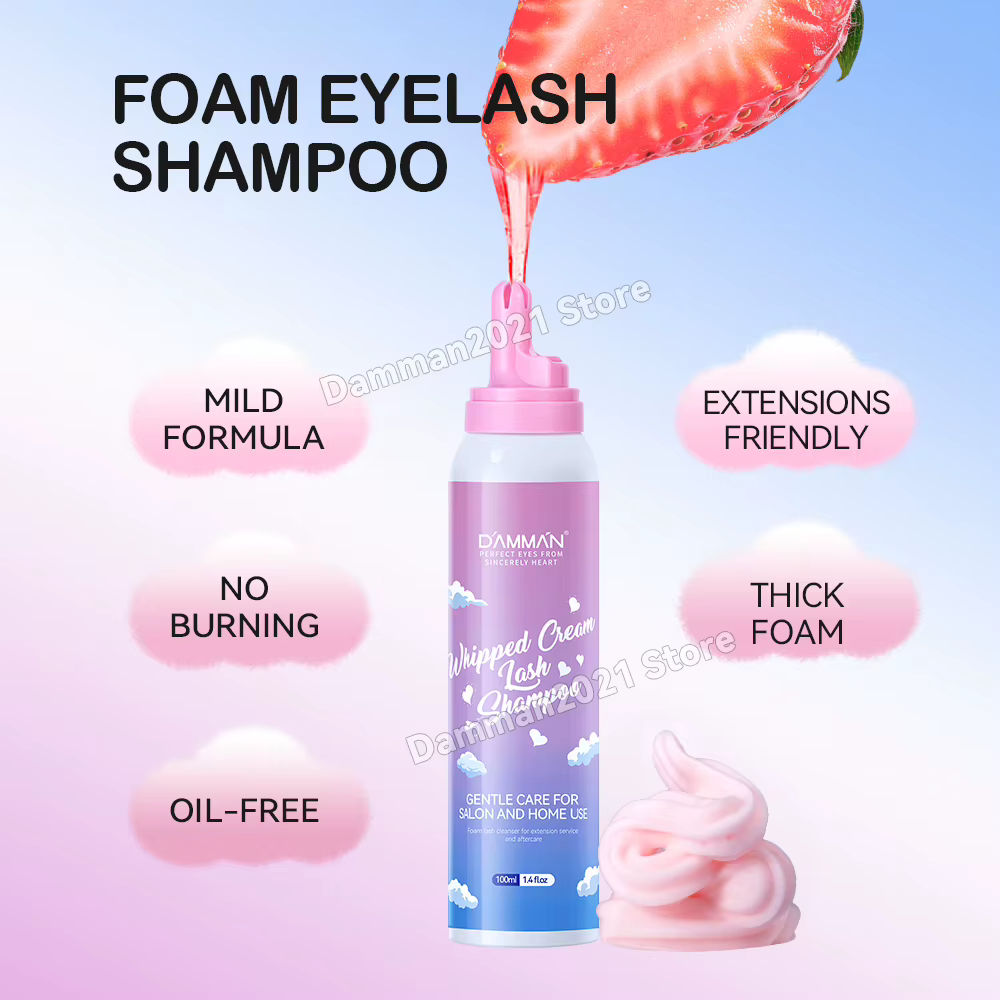 Damman 100ML Extension de cils shampooing crème Mousse nettoyant