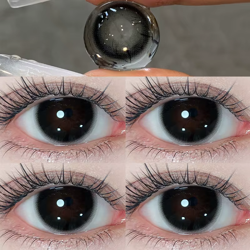 Deux paires de lentilles de Contact de couleur des yeux noirs de grand diamètre