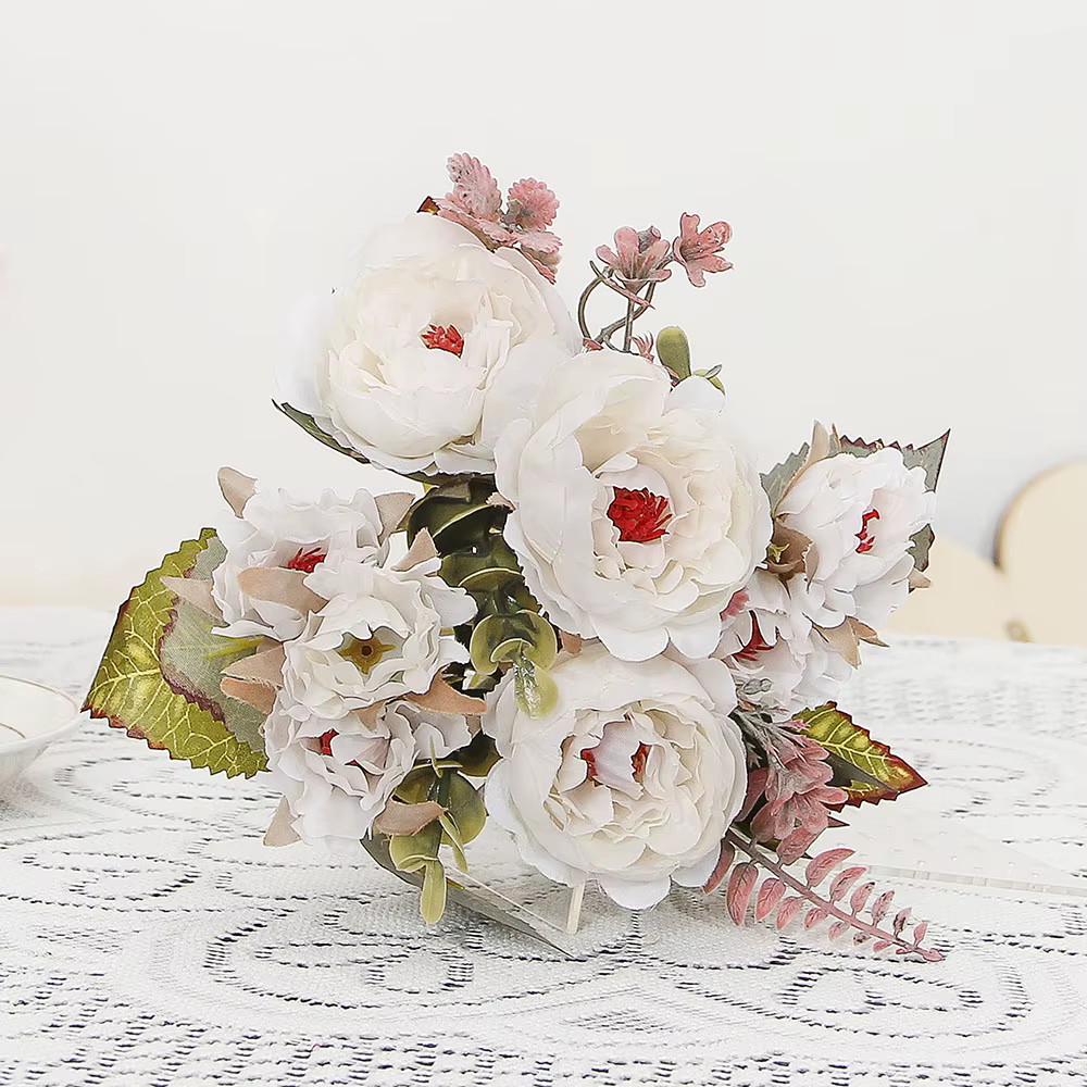 Simulation de roses artificielles à 9 têtes, fausse arc de mariage, fleur en soie, décoration de maison, salon, Table, fausse fleur