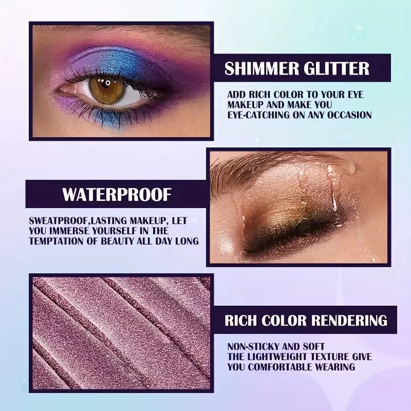 Palette de fards à paupières liquides imperméables à 13 nuances – Ensemble de maquillage haute brillance