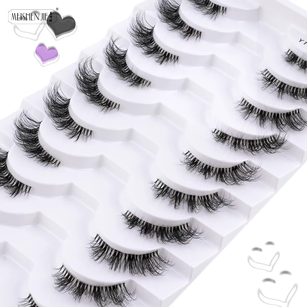Faux cils 3/6/10 paires demi-cils chat