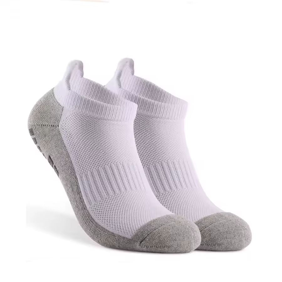 1 Paire de Chaussettes de Football Courtes Neuves, Grises, Antidérapantes, avec Semelle en Coton Invisible, Chaussettes de Sport Respirantes