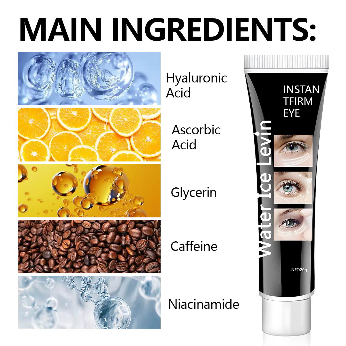 Crème raffermissante instantanée pour les yeux