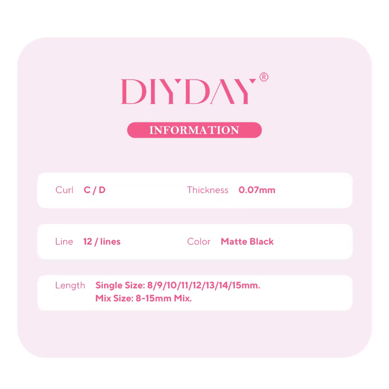 DIYDAY Extension de cils en forme de U facile à appliquer Volume 3D Faux