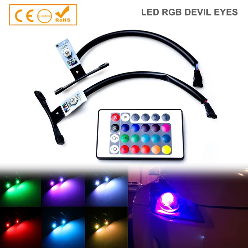 Yeux du diable multicolores rvb, pour lentille de projecteur, couleur unique et couleur rvb, yeux de démon