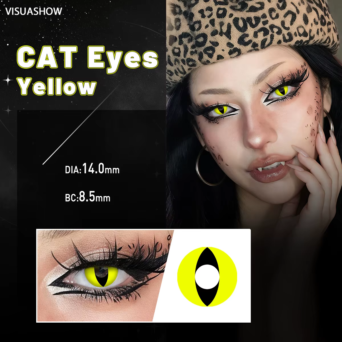 VISUASHOW Lentilles de contact colorées Anime Eyes, 1 paire, usage semi-annuel, effet petite pupille, lentilles blanches pour Cosplay et beauté