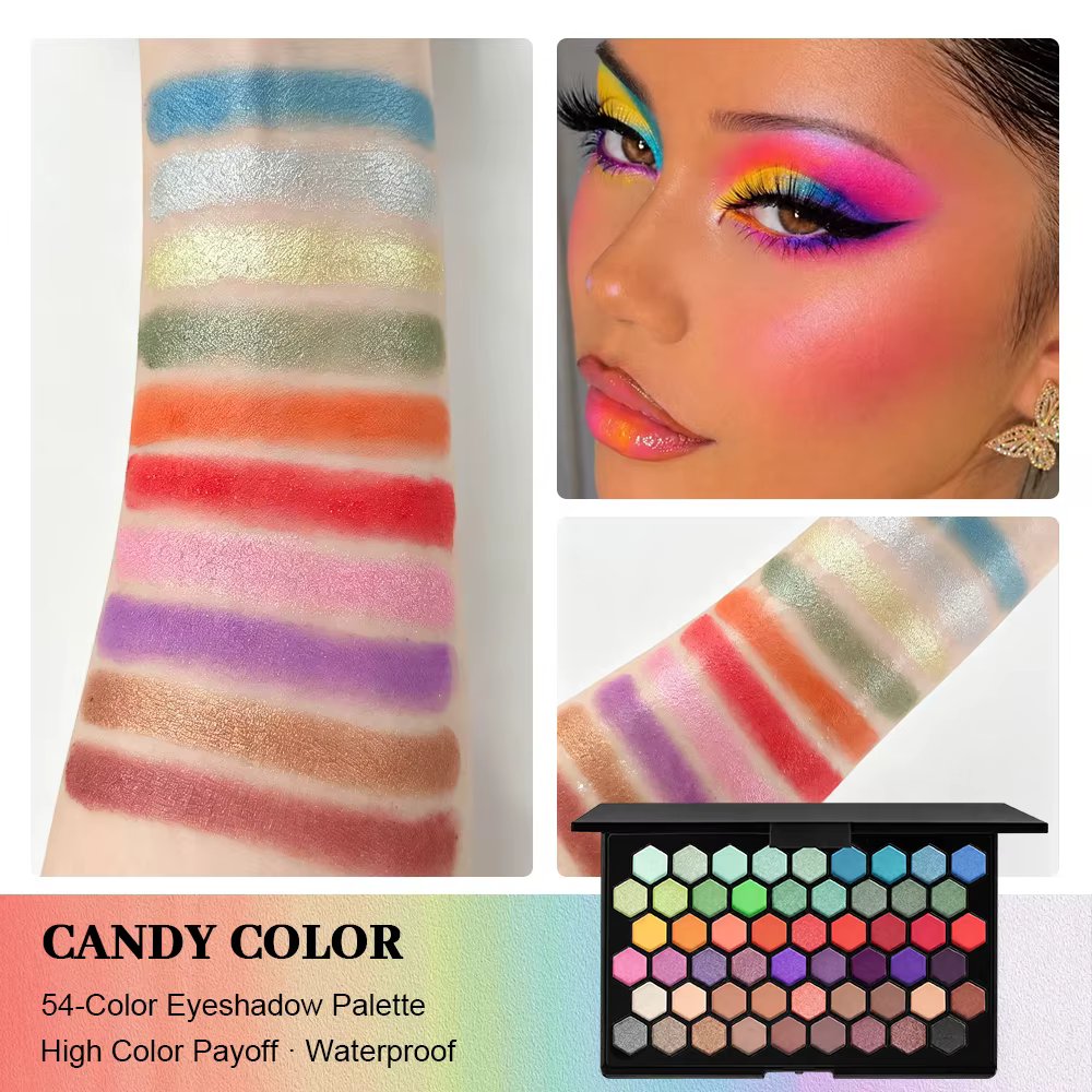 POPFEEL Palette de fards à paupières 54 couleurs – Tons de terre polyvalents et nuances arc-en-ciel vibrantes en un compact – Créez des looks de maquillage sans fin