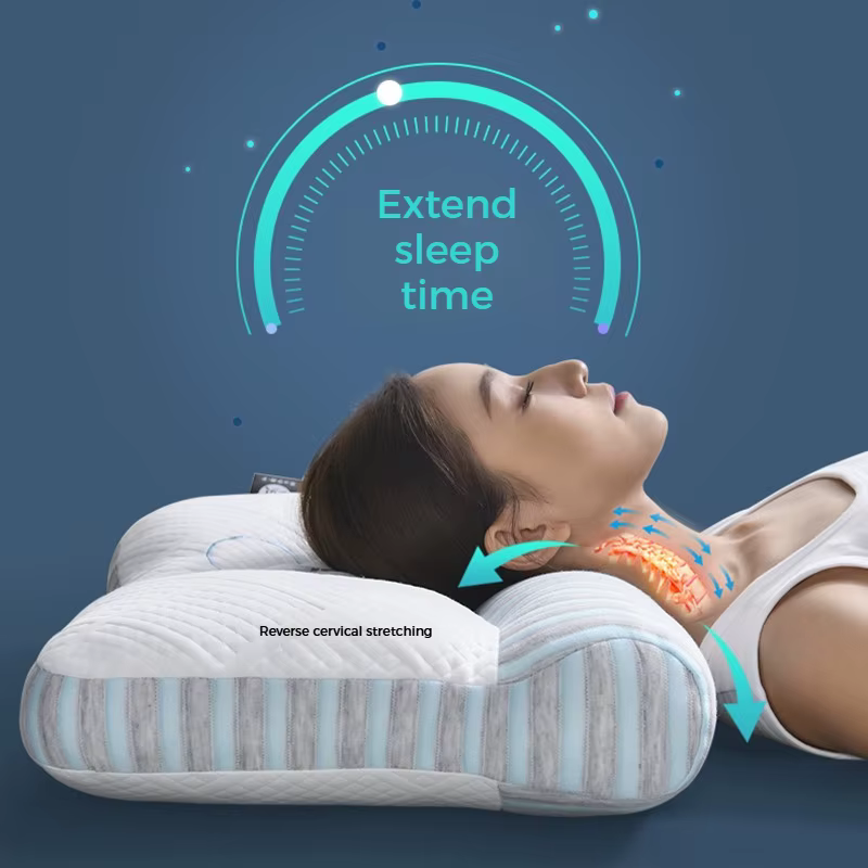 1 oreiller cervical confortable pour le cou, soulagement doux de la douleur, garnissage en microfibre, oreiller de lit lavable, soutien cervical profilé