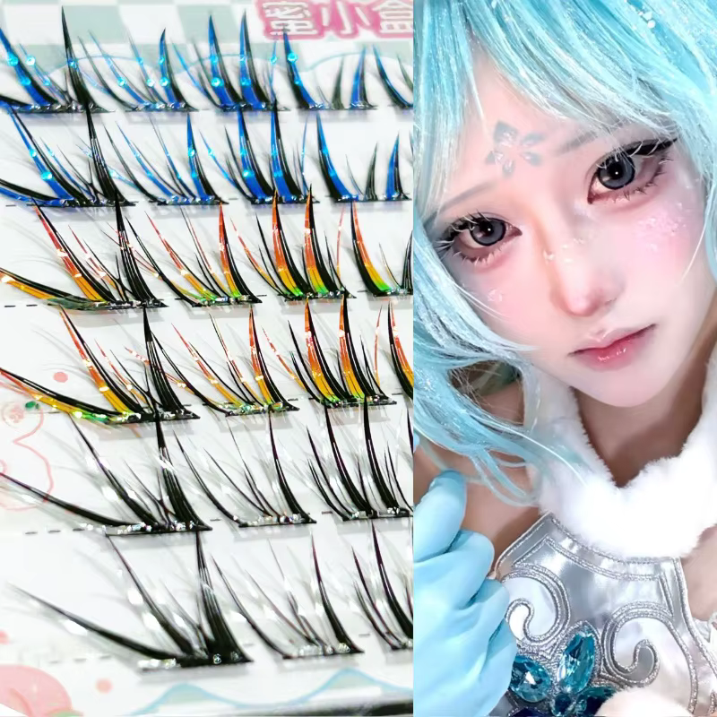 Cils Manga Colorés Inclinés Mixiaohe avec Queue Relevée et Allongée