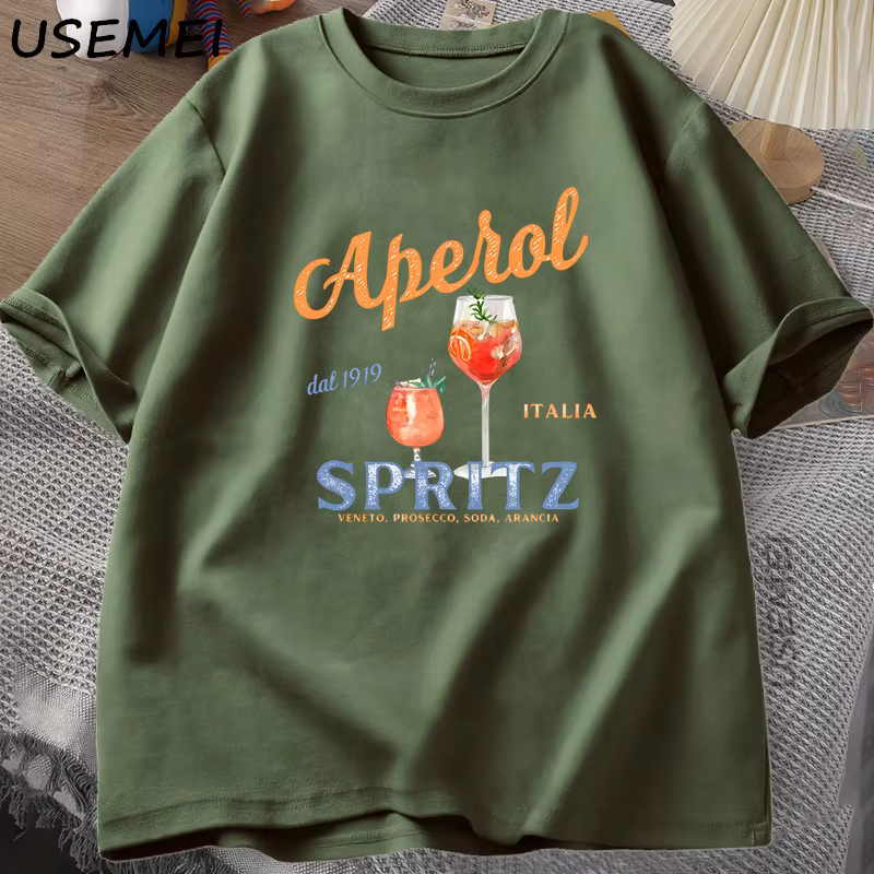 Aperol Spritz T-shirt Aperol Graphique Style Italien T-shirt Italie Été Graphique Tee Respirant Décontracté Confortable Haut Imprimé