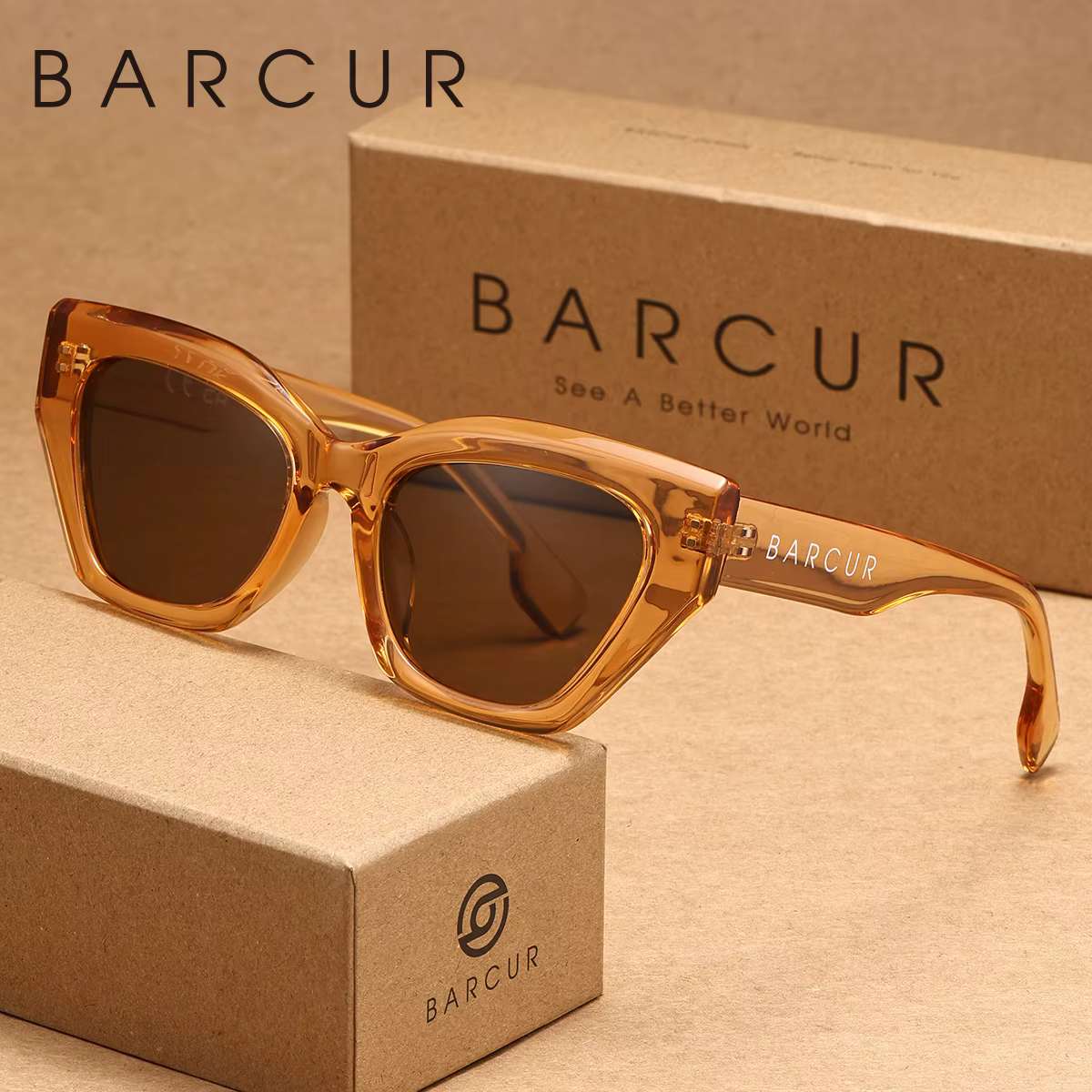 BARCUR Lunettes de soleil exquises à monture œil de chat pour la pêche, la conduite, la randonnée, la protection UV, réduisant l'éblouissement, un excellent cadeau