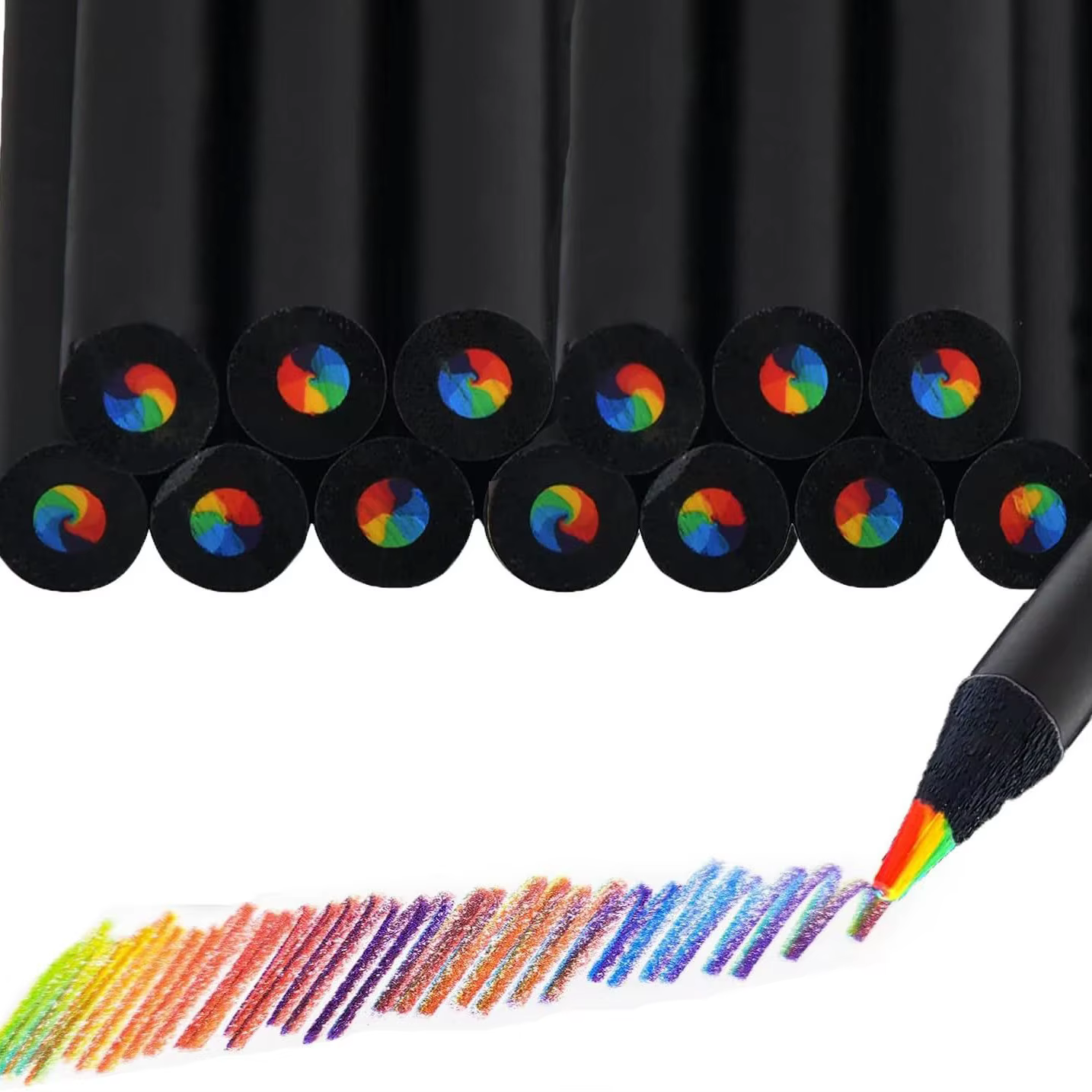 Crayons arc-en-ciel en bois, noyau multicolore 7 en 1, pour bricolage, artisanat, dessin artistique, artiste, adulte, cadeaux de vacances, retour à Schoon, 10/30 pièces