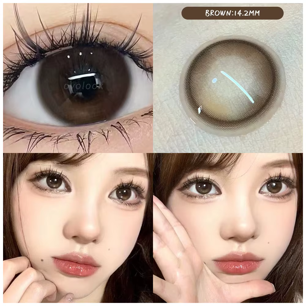OVOLOOK - 1 paire de lentilles de contact colorées rose et marron