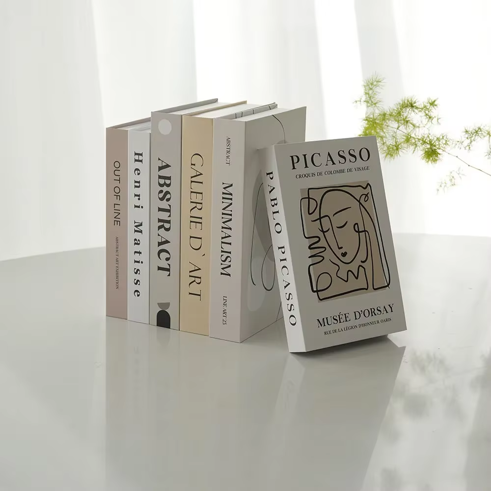 Faux livre moderne de Style Ins, modèle de Simulation de ligne abstraite, décoration pour salon, chambre à coucher, entrée de bureau, ornement exquis