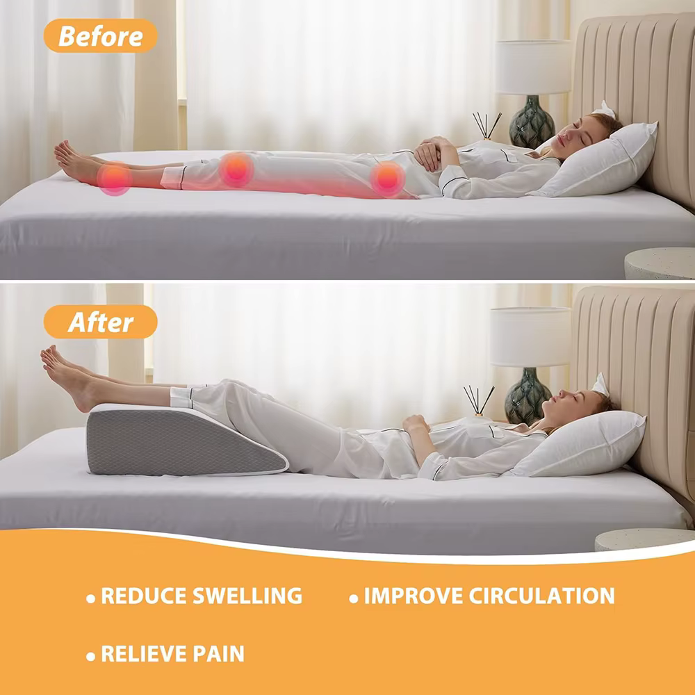 Oreiller de jambe, oreiller élévateur de jambe de 8 pouces pour jambes, repos, sommeil, oreiller compensé pour dormir sur le côté, oreiller compensé de jambe en mousse à mémoire de forme