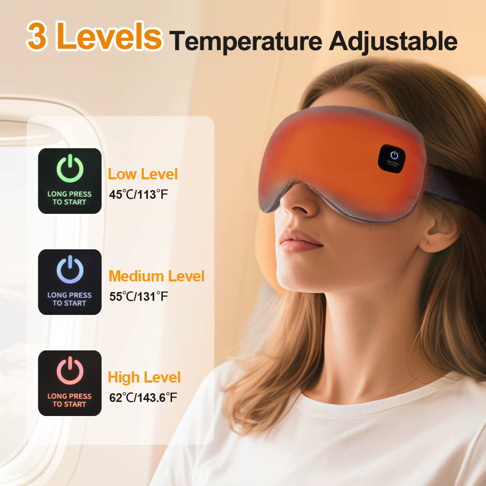 Masque oculaire chauffant sans fil avec massage par vibration électrique
