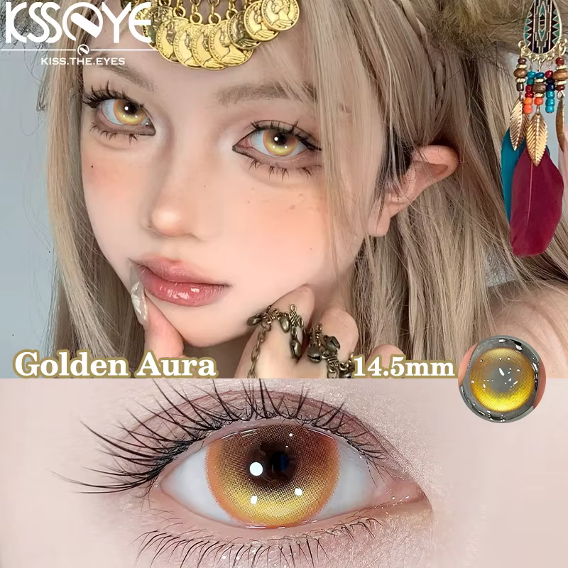 KSSEYE 1 paire de lentilles de Contact de couleur avec dioptrie myopie yeux Cosplay jaune vert et rouge