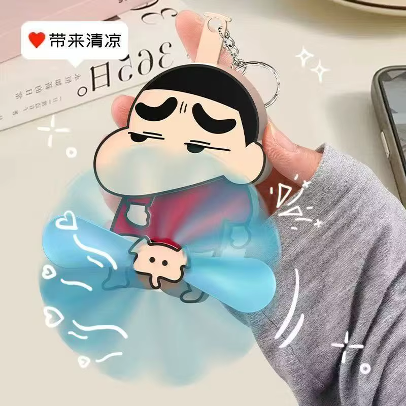 Ventilateur portable à manivelle Crayon Shin-chan en forme d'éléphant, pour étudiants, jouet amusant et créatif anti-stress