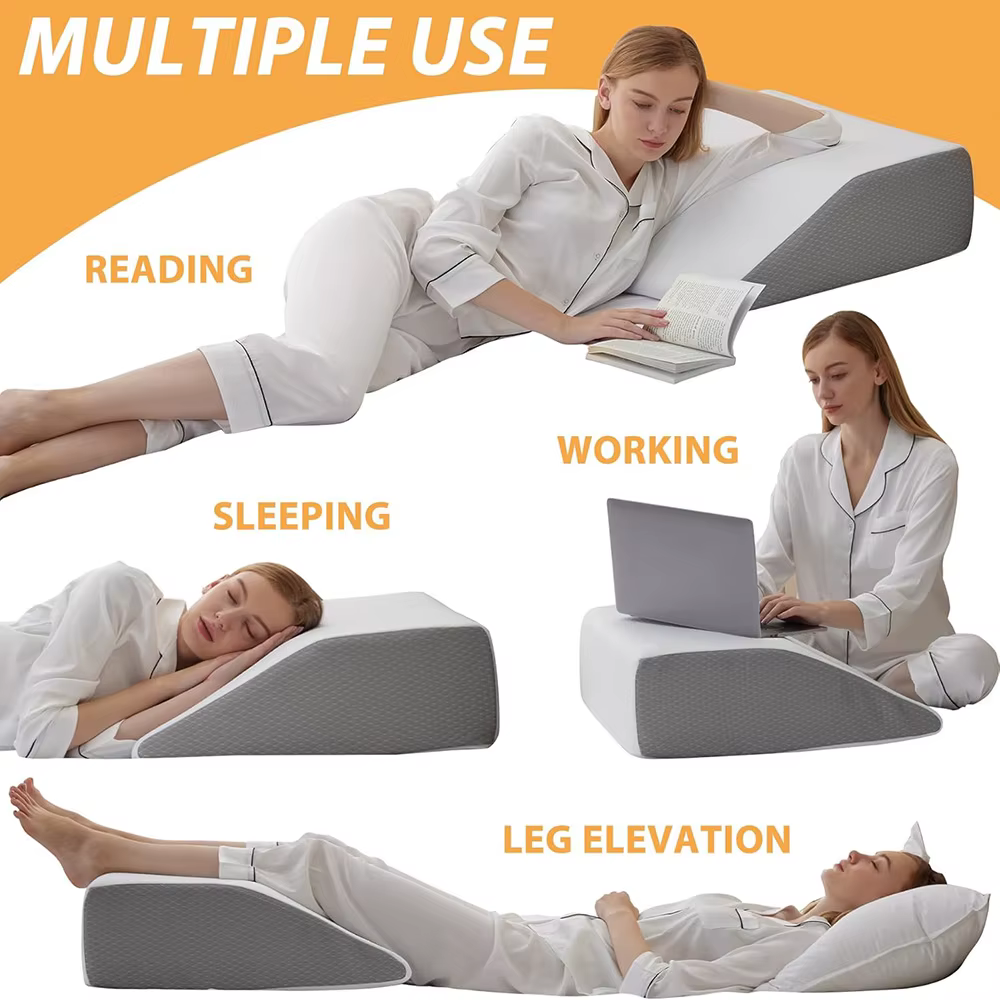 Oreiller de jambe, oreiller élévateur de jambe de 8 pouces pour jambes, repos, sommeil, oreiller compensé pour dormir sur le côté, oreiller compensé de jambe en mousse à mémoire de forme