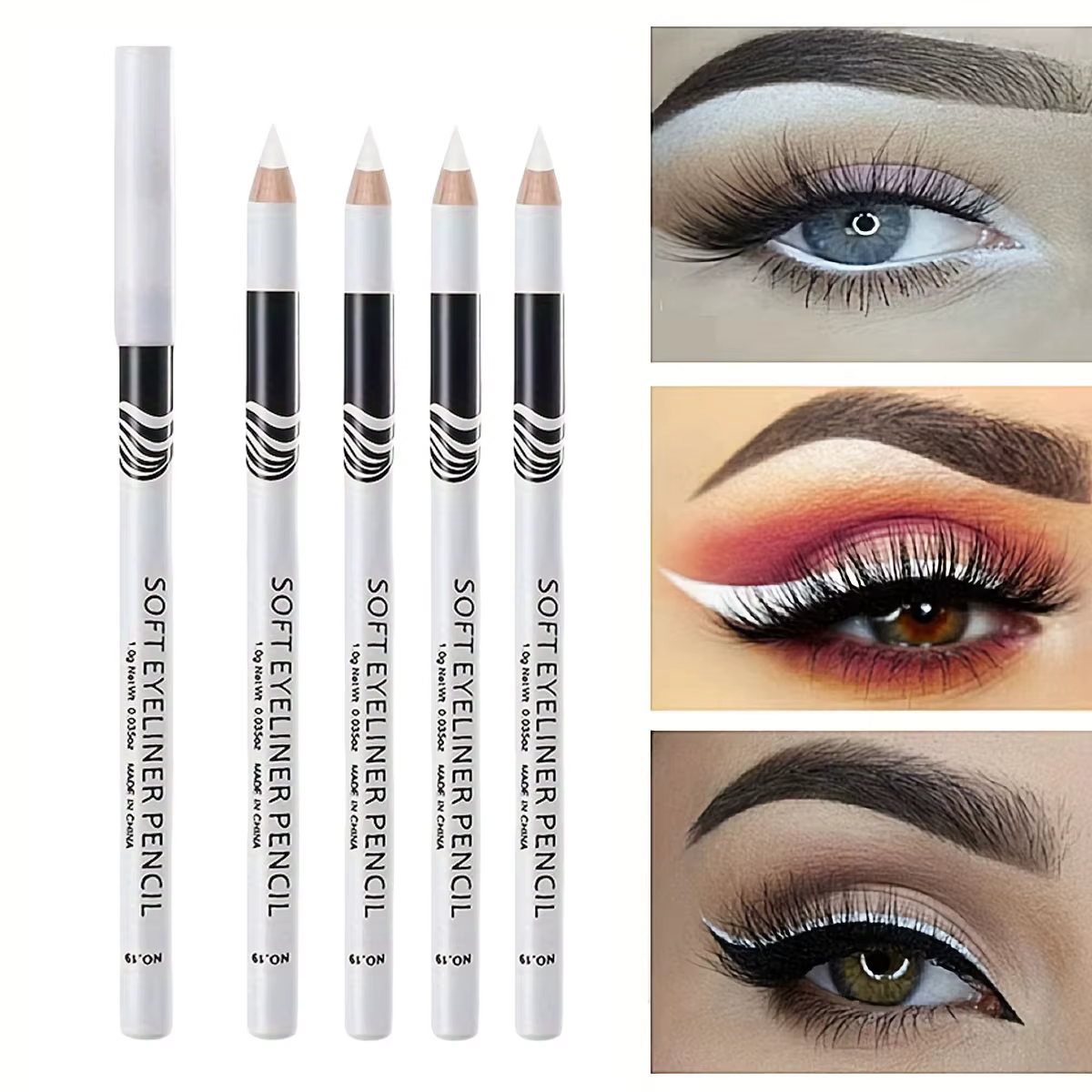Stylo Eyeliner intérieur blanc avec tige en bois