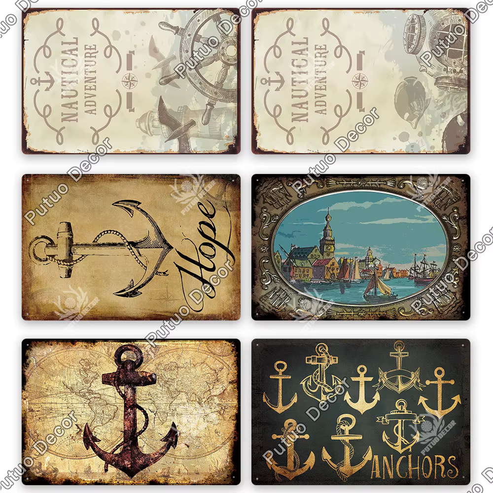 Putuo – panneau de Navigation en étain, signes métalliques, Art de rêve nautique Vintage pour plage, maison, bord de mer, homme, grotte, décoration murale