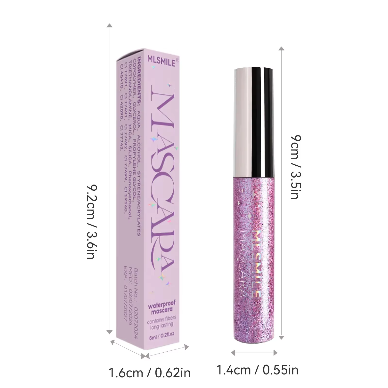 Mascara diamant or scintillant