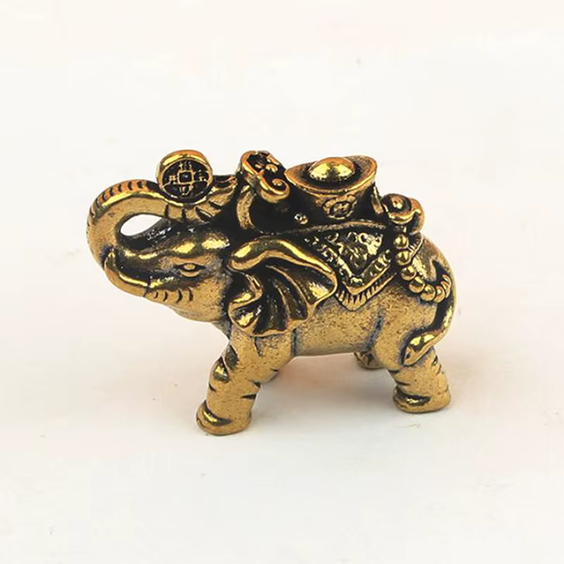Figurines d'éléphant en laiton, figurines d'éléphant porte-bonheur, décoration de salon, mini figurines d'éléphant, accessoires miniatures