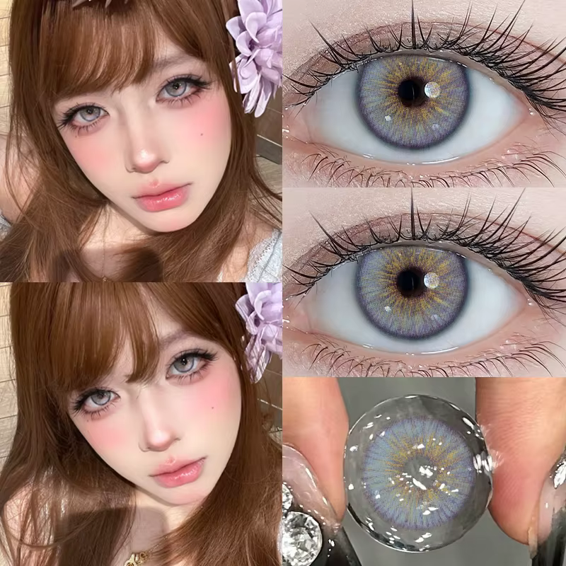 DUOXIU Lot de 2 nouvelles lentilles de contact colorées pour les yeux avec dioptrie