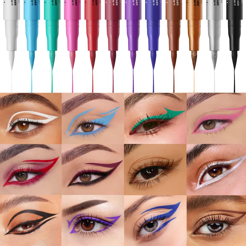 Crayon Eyeliner coloré mat, imperméable, longue durée, stylo liquide, brique à séchage rapide, rouge, noir, blanc, maquillage pour les yeux, cosmétique