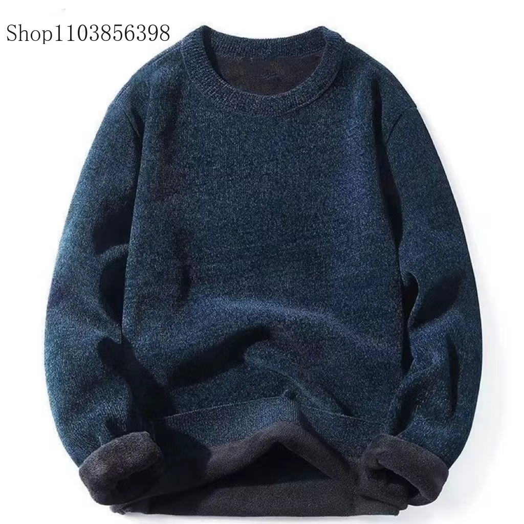 Pull homme laine chaud pulls col rond tricot hiver Fit hauts mâle épais tricots hommes pulls chemise à bascule grande taille 4XL 3XL