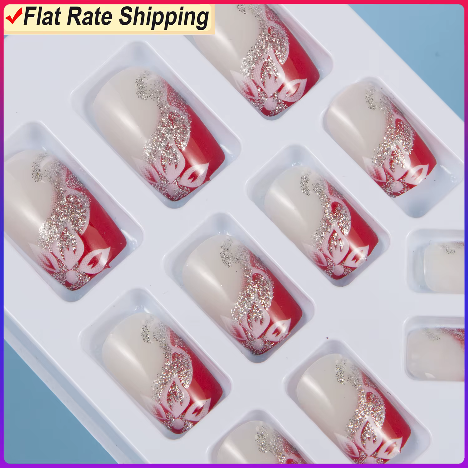 1 boîte 24 pièces faux ongles à pression carrés longueur médiane couverture complète faux ongles Art Kits avec adhésif pour ongles ensemble de manucure
