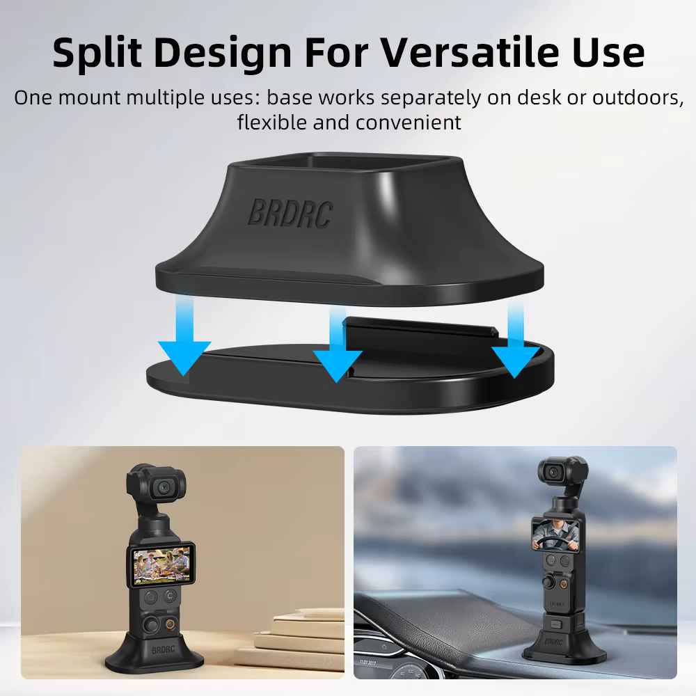 Base de montage pour voiture BRDRC pour DJI Pocket 4 3, accessoires, base de bureau détachable antidérapante, support stable, stabilisateur