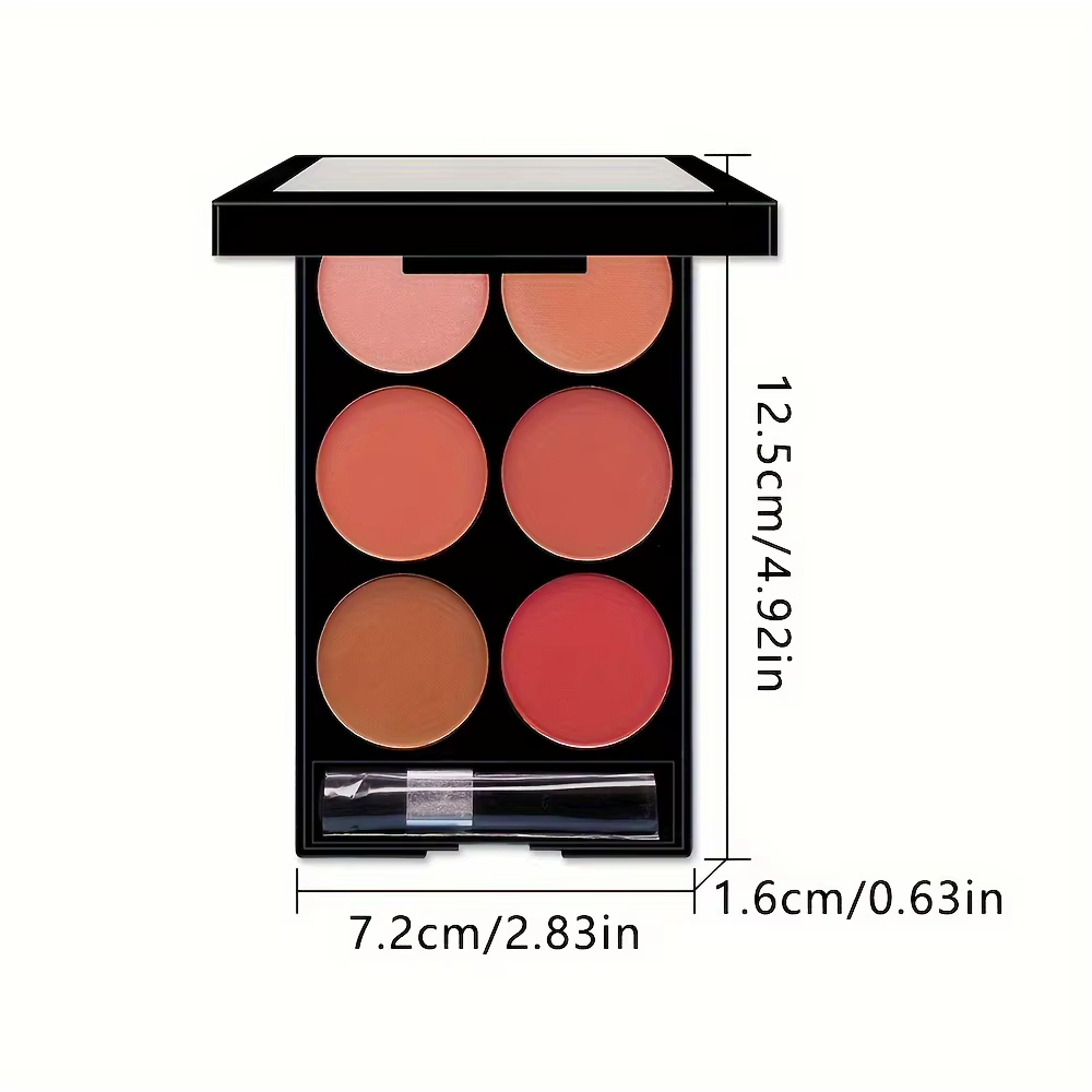 Palette tout-en-un de fard à joues et de contour de 6 couleurs