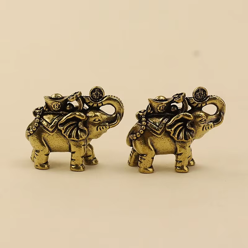 Figurines d'éléphant en laiton, figurines d'éléphant porte-bonheur, décoration de salon, figurines d'éléphant miniatures, accessoires miniatures