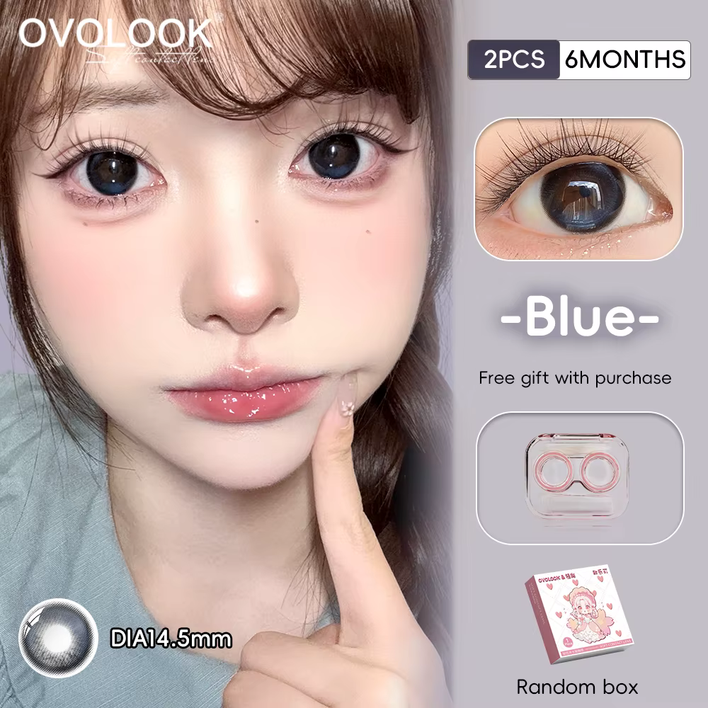 OVOLOOK Lot de 2 lentilles de contact souples colorées Vert Olive Brume de pin Myopie Style ethnique mixte naturel