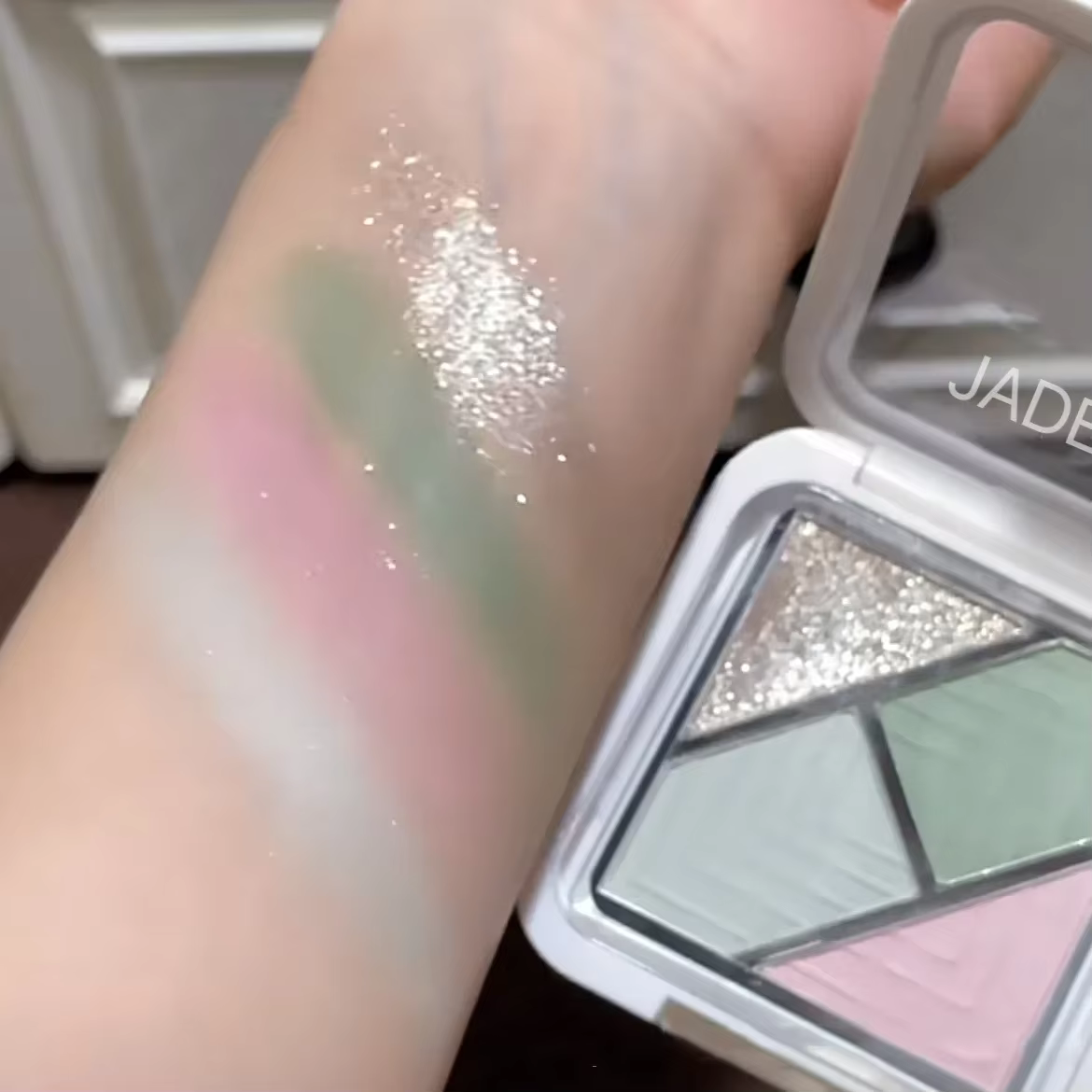 4 couleurs Palette d'ombres à paupières mat paillettes vert fard