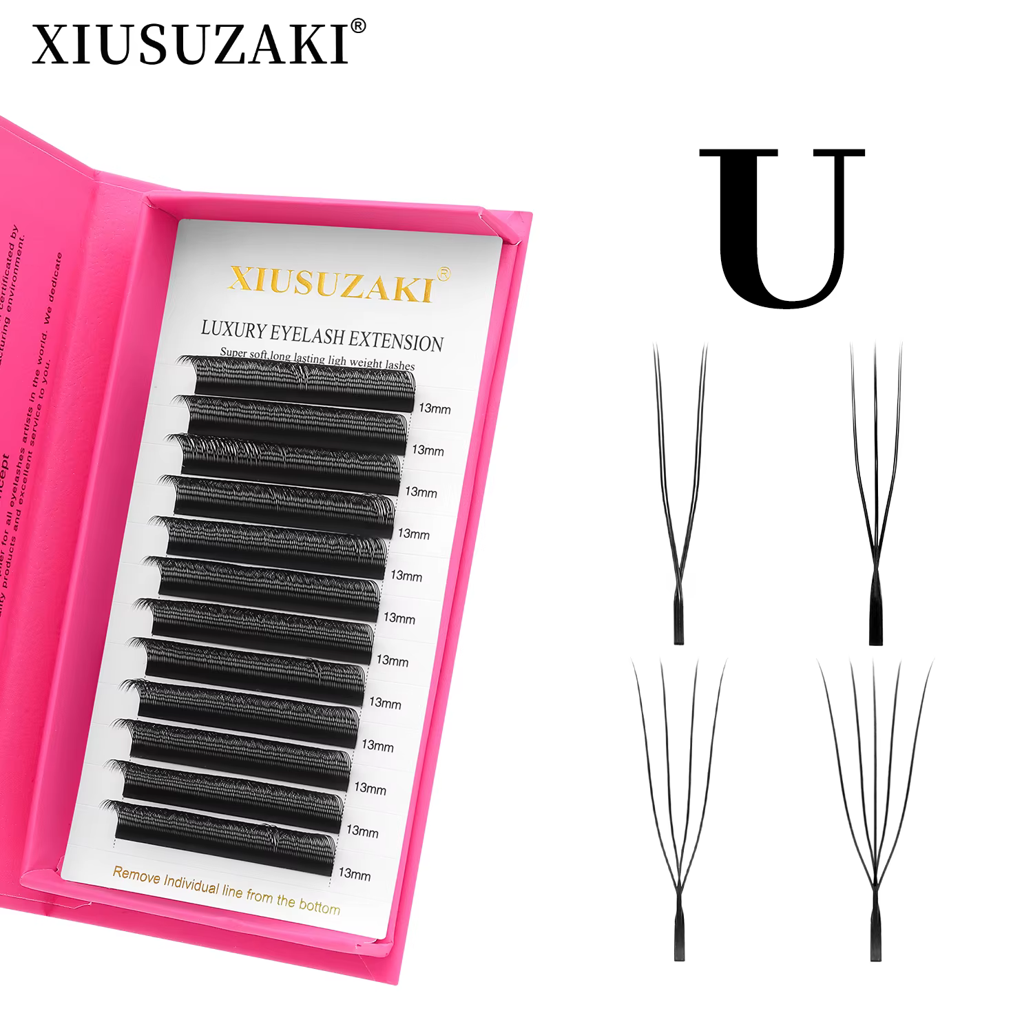XIUSUZAKI en forme de U YY 3D 4D 5D W Extensions de cils nouveau Style U/W Extension