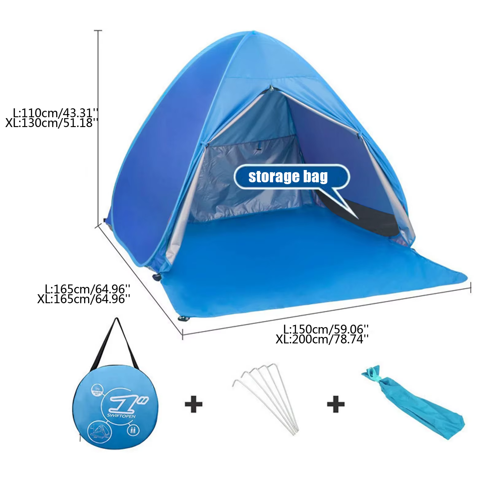 Tente de plage, tente d'extérieur entièrement automatique qui s'ouvre en 2 secondes, adaptée au camping en plein air, pour 2-3 personnes