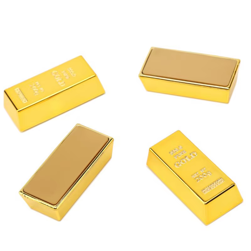 Faux lingots d'or en plastique, simulation de brique dorée, faux barre d'or scintillante, presse-papier, arrêt de porte, accessoire de film, nouveauté cadeau